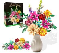 Flower Bouquet Building Set, Artificial Botanicals Building Block Kit for Adults kids, DIY Flowers Collection with Orchid Sunflower, Gift for Anniversary/Birthday/Mother's Day, Women/Girls, Home Decor