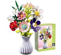Flower Bouquet Building Set with Vase,730 PCS 3D Puzzles Artificial Flowers for Adults Creative Flowers Building Blocks Set Toy DIY Decor for Home Office,Creative Gift for Lover (2)