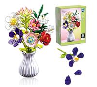 Flower Bouquet Building Set with Vase 730PCS Botanical Collection Decorative Artificial Flowers Plant,Ideas Bouquet Gift for Birthday,Mother's Day