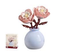 Flower Bouquet Building Set with Vase - Mini Creative Bouquet Plants Building Blocks Flowerpot, DIY Flower Bouquet for Office and Home Desk Decorations, Good Choice for Gifts, Peony