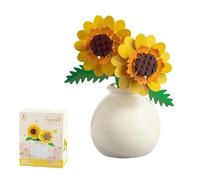 Flower Bouquet Building Set with Vase - Mini Creative Bouquet Plants Building Blocks Flowerpot, DIY Flower Bouquet for Office and Home Desk Decorations, Good Choice for Gifts, Sunflower