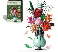 Flower Bouquet Building Set with Vase,Roses, Lotus, Lily of the Valley Artificial Flowers, Botanical Collection for Home Décor, Creative Gifts for Adults Women Boys Girls 8-12+ (566 pcs)