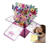 Flower Bouquet Cards | 3D Mother's Day Greeting Cards Bouquet | Thank You Paper, White Paper and Envelope, Lights and Music for Mom Woman Sister Daughter Grandma