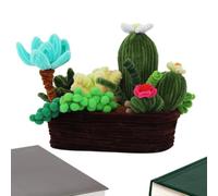 Flower Bouquet Kit - Craft Brush Kit, Cactus Potting Material Package | Thick Chenille Brushes Creative Holiday Decoration, Handmade Ornaments for Holiday