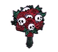 Flower Bouquet Skeleton Enamel Pin Punk Skull Brooch Gothic Lapel Pin Shirt Bag Collar Decoration Jewelry Gift For Friends Women