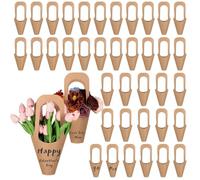 Flower Bouquet Wrapping Bag, 40 Pcs Flower Gift Bags, Cone-Shaped Flower Sleeves With Handles, Brown Floral Gift Bag For Birthdays, Mother'S Day, Valentine'S Day, Thanksgiving
