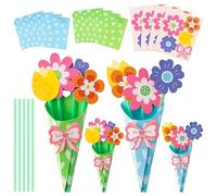 Flower Bouquets Craft Kits, Handmade Flower Cards, Paper Bouquet Craft, 12 Pieces Complete Set Encourages Creativity Educational and Fun for Kids Boys Girls