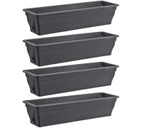 Flower Box 80 cm Set of 4 Plant Boxes Water Storage Anthracite UV-Stable