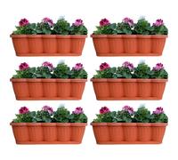 Flower Box Balcony Box Plant Box 6-Piece Set 60Cm Terracotta With Saucer