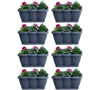 Flower Box Balcony Box Plant Box 8 Piece Set 40Cm Anthracite With Saucer