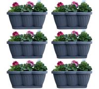Flower Box Balcony Box Planter 6 Piece Set 40 Cm Anthracite With Saucer