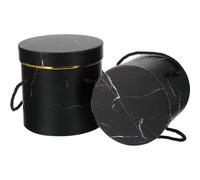 Flower Box Gift Packaging Cardboard Black Handheld 2pcs | Anniversary and Christmas Party Use, Valentine and Holiday Trend Styling, Simple Delicate Classic Look