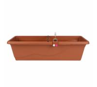 Flower box terracotta 59cm balcony planter planting pot watering
