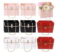 Flower Boxes for Bouquets, 8 Pcs Flower Bouquet Box Kraft Paper Flowers Bags Square Soap Flowers Bouquet Handbag Floral Packaging Bag for Wedding Birthday Graduation Party