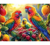 Flower Branch Couple Parrot 300 PCS/40x28cm Jigsaw Puzzle Bundle Magical Cosmic Creatures Family Puzzle Lovers Fun Family Game Mindful Activity Spring Gift Precision Cut Cardboard 300 PCS/40x28cm