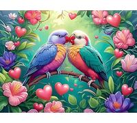 Flower Branch Couple Parrot 500 Pieces Jigsaw Puzzles Vibrant Fantasy Animals For Men Educational Decompression Adults Anxiety Memory Care Mothers Valentines Gift Eco Friendly Material 500 PCS/52×38cm