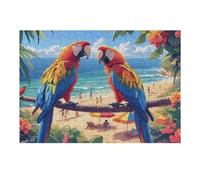 Flower Branch Macaw Couple 300 Pcs Jigsaw Puzzle Bundle Animal Pet Family Puzzle Lovers Fun Family Game Mindful Activity Spring Gift Precision Cut Cardboard 300 PCS