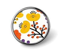 Flower Branch Pattern Cute Button Pin,Design Your Own Personalized Pin Back Button Badges Exquisite Round Badge Travel Brooch Metal Decorative Pins for Hat Clothes Backpack