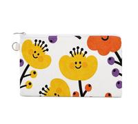 Flower Branch Pattern Cute Coin Purse Mini Change Wallet Portable Change Purse Cute Canvas Coin Wallet Bag with Zipper for Men & Women