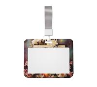 Flower Branches on The Cross ID Badge Holder with Lanyard ID Card Holders Waterproof Plastic Name Card Case Sliding ID Protector Pouch Name Tag Holders for Office Work Business