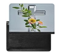 Flower Branches on The Cross Passport Holder Passport Cover Protector Essentials with Credit Card Slots for Women Men