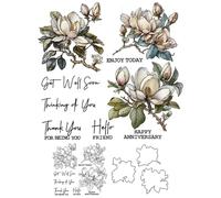 Flower Branches Stamps and Die Cuts for Card Making Leaves Transparent Silicone Clear Stamp and Metal Cutting Dies Sets for DIY Scrapbooking Paper Crafting Seals Decorative Supplies