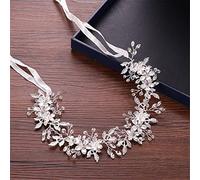 Flower Bridal Headband Crystal Rhinestone Hair Accessories Handmade Wedding Headband Headdress (Silver 1pc (1pack))