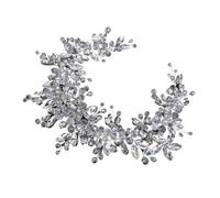 Flower Bride Headband Crystal Rhinestone Bridal Headband Vintage Handmade Silver Wedding Hair Accessories Prom Bride Blue Tiara for Women
