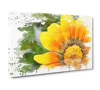 Flower Bright Yellow V3 Canvas Print | Gallery Wrapped 30mm Frame Wall Art | 30x20 inches | Ready to Hang | Modern Floral Picture | Living Room Bedroom Lounge Office