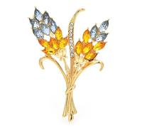 Flower Brooch Beautiful Wheat Designs Brooches Pins Crystal Charming Flowers Plants Casual Party Brooch(Color 9)