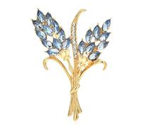 Flower Brooch Beautiful Wheat Designs Brooches Pins Crystal Charming Flowers Plants Casual Party Brooch(Color 10)