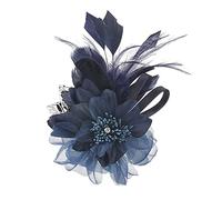 Flower Brooch Feather Brooch Corsage Brooch Silk Floral Hairpin Cloth Hair Clip Suit Women Girl Evening Dress Headdress Brooch Hair Accessories Banquet Wedding Clothing Decoration (Blue)
