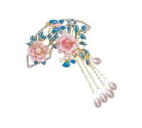 Flower Brooch Featuring Ancient Chinese Styles Tassels Embellishment for Chinese Clothes Accessories Alloy Floral Brooch