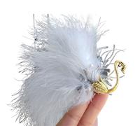 Flower Brooch White Feather Plush Pearl Crystal Animal Brooch Creative Alloy Bird Badge(Color 3)