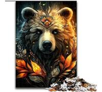 Flower Brown Bear 1000 Pieces Jigsaw Puzzle For Adults Teens, for And 14 Years And over Brainteaser Family Games Christmas Birthday Gifts (50x75cm)