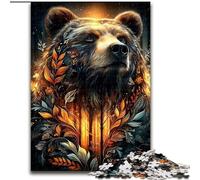 Flower Brown Bear Jigsaw Puzzles for Adults 1000 Jigsaws, Educational Games Home Decoration Deal As Gifts for The Whole Family (26x38cm)