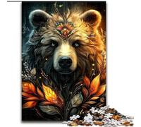 Flower Brown Bear Jigsaws 1000 Pieces for Adults, Pattern Assembly Fun at Home Activities, Birthday Present,Travel Gifts (26x38cm)