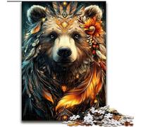 Flower Brown Bear Puzzles for Adults Teens 1000pc Puzzle, Challenging Game And Family Play with Matching Poster And Trivia Sheet (50x75cm)