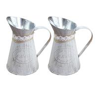Flower Bucket Rustic Iron Jug Vintage Garden Pitcher Flower Metal Vase Desktop Plants Pot for Home Decor 2PCS bottle