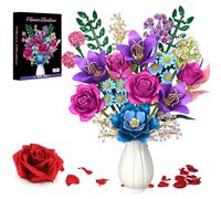 Flower Building Blocks Set, 19 Multiple Flowers Bouquet Building Set With Rose, Lily, Floral Building Kit 1010 PCS DIY Botanical Creative Toys For Adults Women Girls 6+, Gift For Mother’s Day Birthday