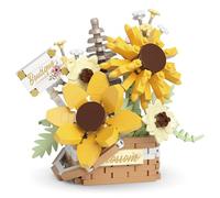 Flower Building Set ARTHLBF Artificial Flowers Building Blocks, Sunflower Mini Bricks,Flower Bouquet Plant Decor Building Set for Kids Adults, Home or Office Display