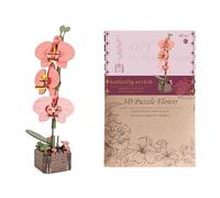 Flower Building Set - Wooden - for Kids, Home Decor, Hobby Crafts, Relaxation, Display on Shelf and Table Centerpiece