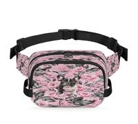 Flower Bulldog Dog Waist Bag Multifunction Pack for Travel Sport Running Fanny Pack Bumbag Pouch Purse Belt Bag for Women Men Kids Girls Boys