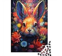 Flower Bunny 500 Piece Jigsaw Puzzles for Adults Jigsaw Puzzle 500 Pieces Jigsaws Adults Puzzles Gifts 500pcs (52x38cm)