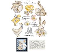 Flower Bunny Easter Duck Stamps and Cutting Dies for Card Making DIY Transparent Silicone Clear Stamp and Metal Die Cuts Sets for Scrapbooking Paper Greeting Cards Decor Seals Craft Supplies