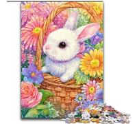 Flower Bunny Jigsaw Puzzles for Adults 1000 Jigsaws, Art Interesting Stress Reduction Wishlist with Santa Claus for Age 14 (26x38cm)