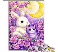 Flower Bunny Jigsaw Puzzles for Teenagers 1000 Jigsaws, Fun Games Every Piece Is Unique - Challenging Family Fun Game (26x38cm)
