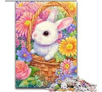 Flower Bunny Jigsaw Puzzles for Teenagers 1000 Piece, Stress Reliever Staycation Kill Time Parent-child Interaction (size 50x75cm)