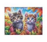 Flower Bush Cat Group 500 Piece Jigsaw Puzzle Animal Pet Accompany For Men Educational Decompression Adults Anxiety Memory Care Mothers Valentines Gift Sturdy Paperboard 500 PCS
