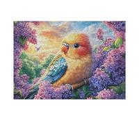 Flower Bush Parrot 300 Piece Jigsaw Puzzle Avian Lilac Branch For Men Cognitive Development Adults Anxiety Memory Care Mothers Valentines Gift High-grade Rigid Cardboard 300 PCS